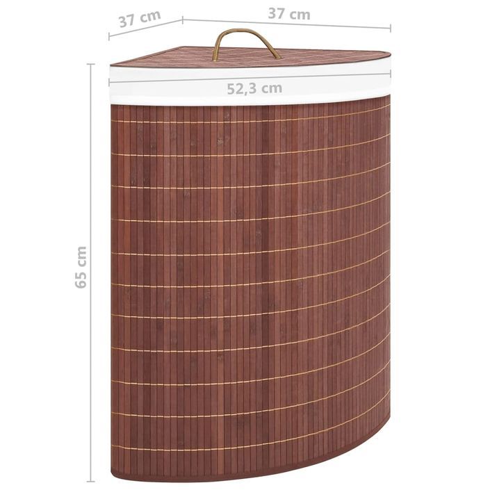 Panier à linge d'angle Bambou Marron 60 L - Photo n°9