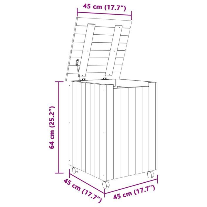 Panier à linge et roulettes RANA 45x45x64 cm bois massif de pin - Photo n°9