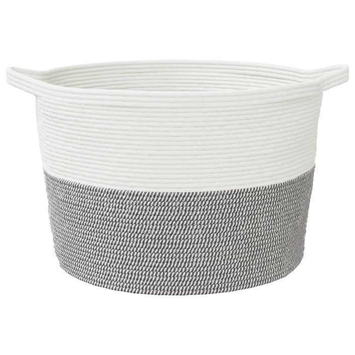 Panier à linge gris et blanc Ø60x36 cm coton - Photo n°4