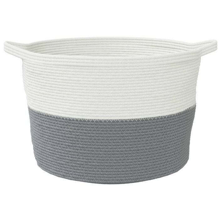 Panier à linge gris et blanc Ø60x36 cm coton - Photo n°4