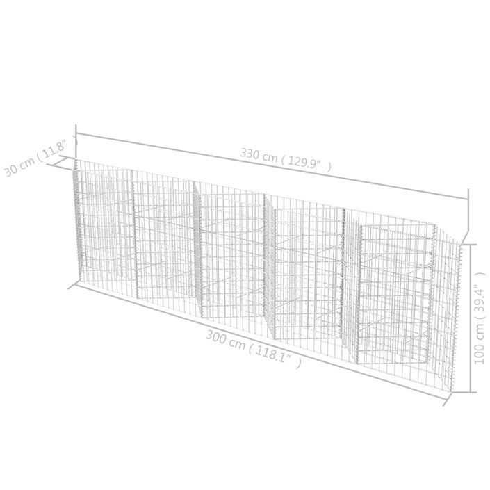 Panier de gabion Acier galvanisé 300x30x100 cm - Photo n°6