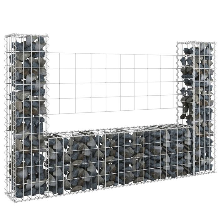 Panier de gabion en forme de U avec 2 poteaux Fer 140x20x100 cm - Photo n°1