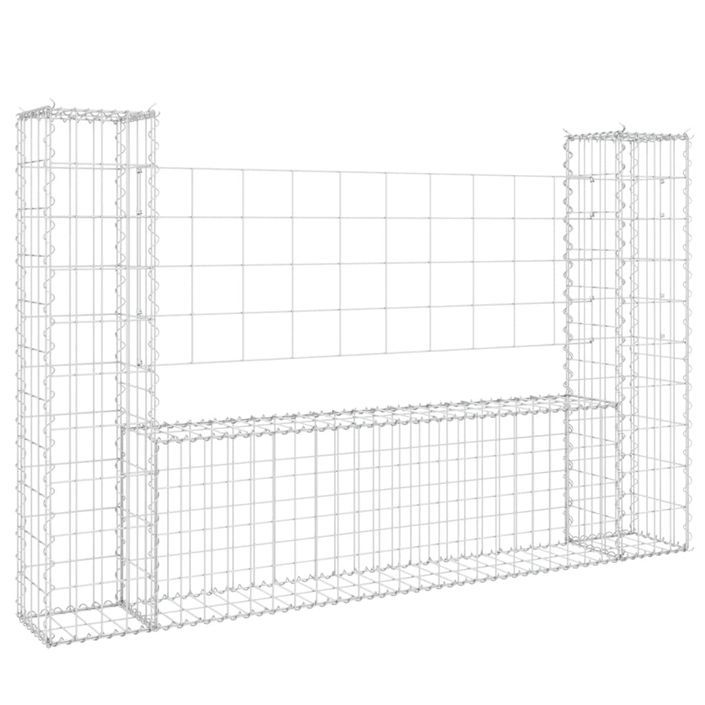 Panier de gabion en forme de U avec 2 poteaux Fer 140x20x100 cm - Photo n°2