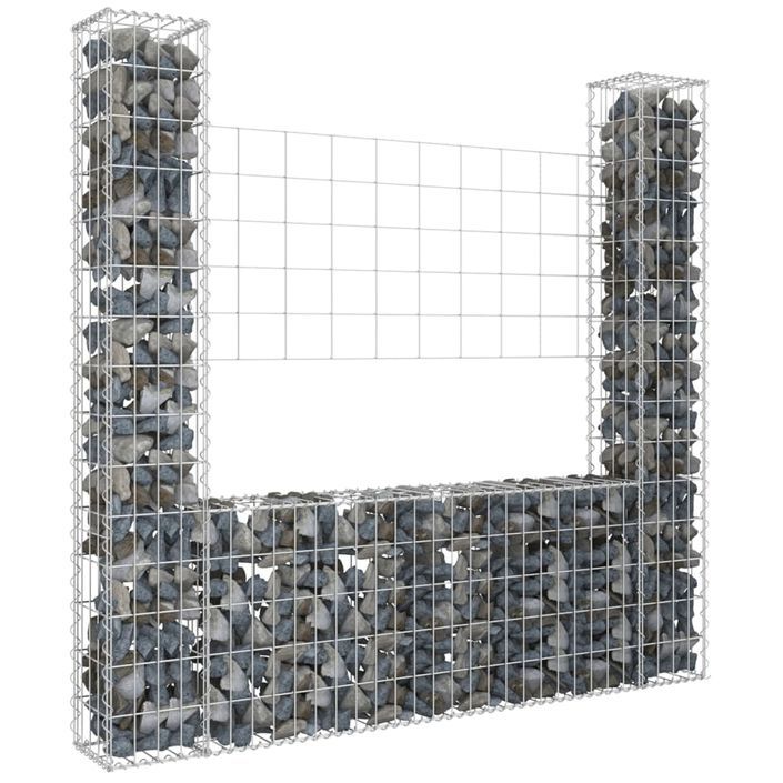 Panier de gabion en forme de U avec 2 poteaux Fer 140x20x150 cm - Photo n°1