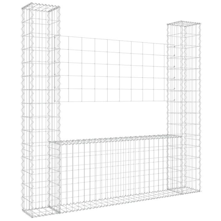 Panier de gabion en forme de U avec 2 poteaux Fer 140x20x150 cm - Photo n°2