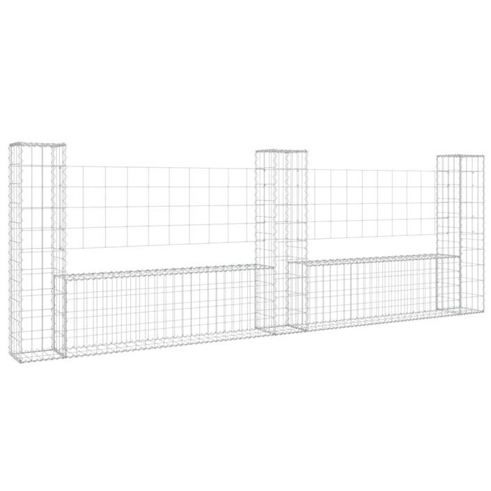 Panier de gabion en forme de U avec 3 poteaux Fer 260x20x100 cm - Photo n°2