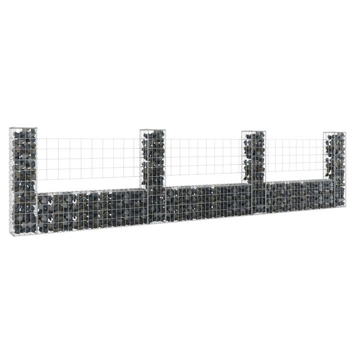 Panier de gabion en forme de U avec 4 poteaux Fer 380x20x100 cm - Photo n°1