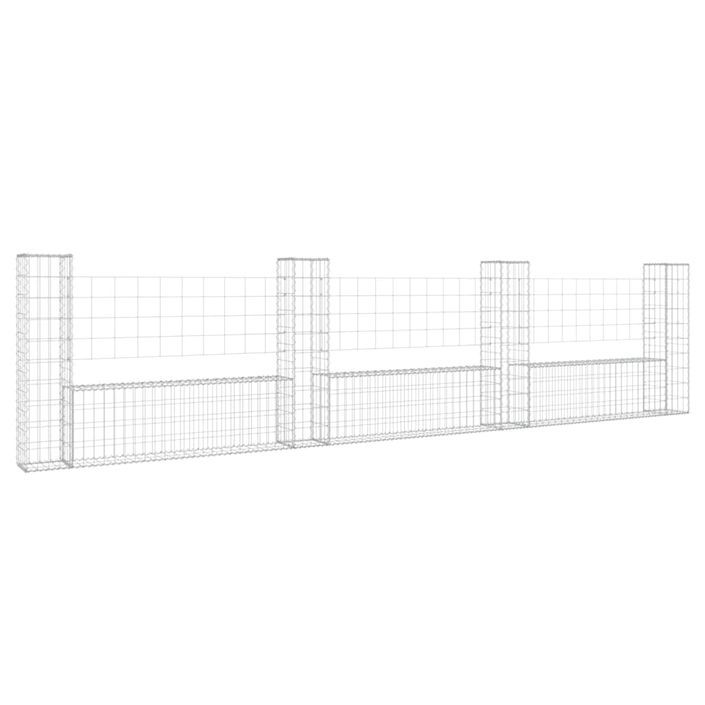 Panier de gabion en forme de U avec 4 poteaux Fer 380x20x100 cm - Photo n°2