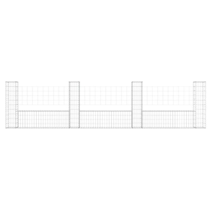 Panier de gabion en forme de U avec 4 poteaux Fer 380x20x100 cm - Photo n°3