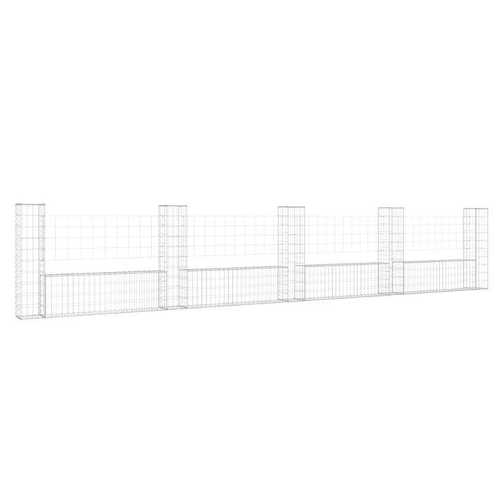 Panier de gabion en forme de U avec 5 poteaux Fer 500x20x100 cm - Photo n°2