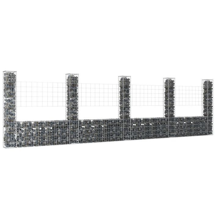 Panier de gabion en forme de U avec 5 poteaux Fer 500x20x150 cm - Photo n°1