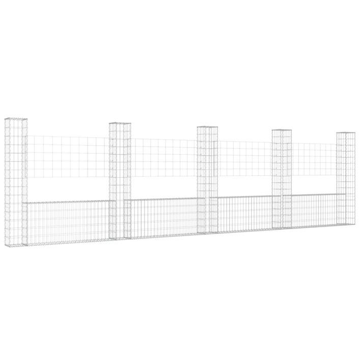 Panier de gabion en forme de U avec 5 poteaux Fer 500x20x150 cm - Photo n°2