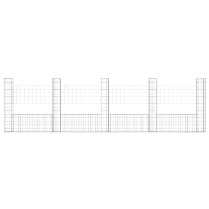 Panier de gabion en forme de U avec 5 poteaux Fer 500x20x150 cm - Photo n°3