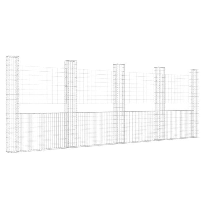 Panier de gabion en forme de U avec 5 poteaux Fer 500x20x200 cm - Photo n°2