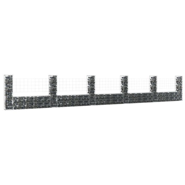 Panier de gabion en forme de U avec 6 poteaux Fer 620x20x100 cm - Photo n°1