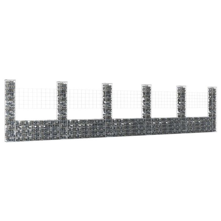 Panier de gabion en forme de U avec 6 poteaux Fer 620x20x150 cm - Photo n°1