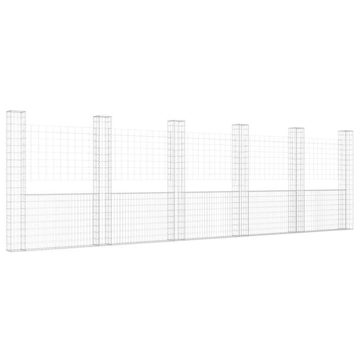 Panier de gabion en forme de U avec 6 poteaux Fer 620x20x200 cm - Photo n°2