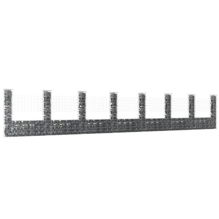 Panier de gabion en forme de U avec 8 poteaux Fer 860x20x150 cm - Photo n°1