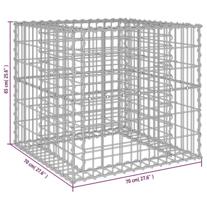 Panier de gabions argenté 70x70x65 cm fer galvanisé - Photo n°7