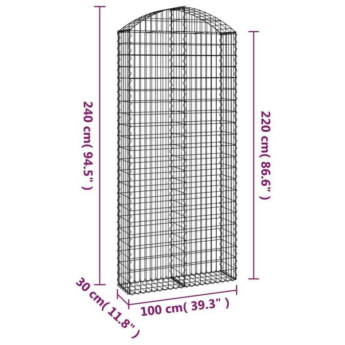 Panier de gabions arqué 100x30x220/240 cm Fer galvanisé - Photo n°5