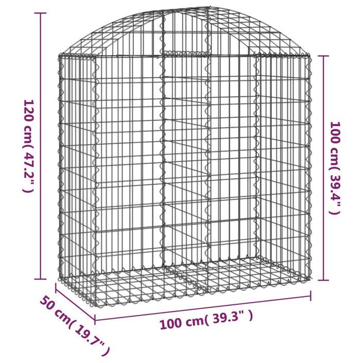 Panier de gabions arqué 100x50x100/120 cm Fer galvanisé - Photo n°5