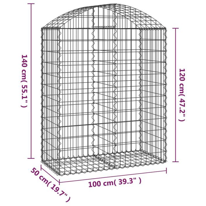 Panier de gabions arqué 100x50x120/140 cm Fer galvanisé - Photo n°5