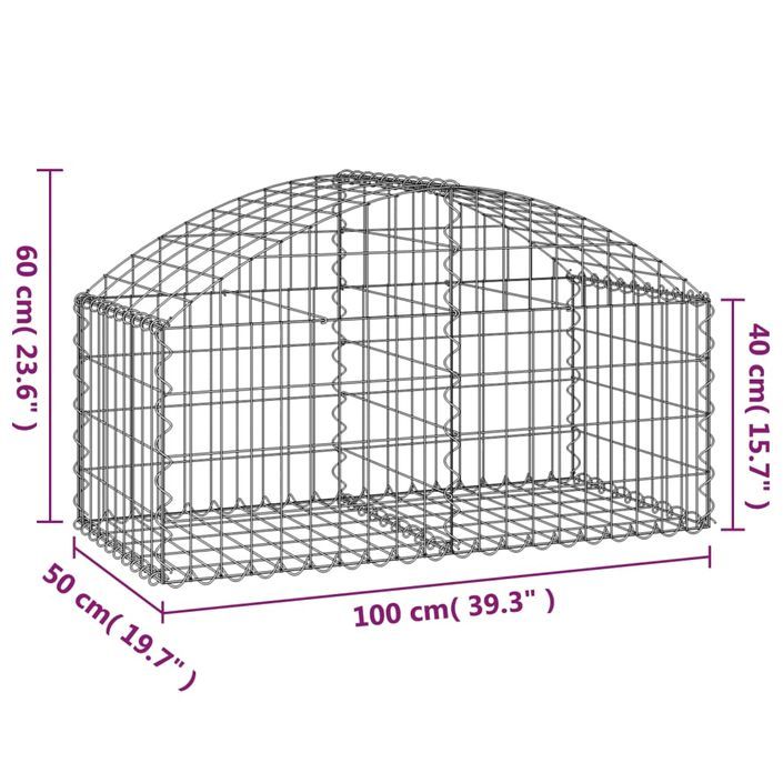 Panier de gabions arqué 100x50x40/60 cm Fer galvanisé - Photo n°5