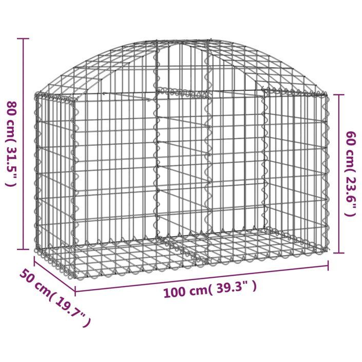 Panier de gabions arqué 100x50x60/80 cm Fer galvanisé - Photo n°5