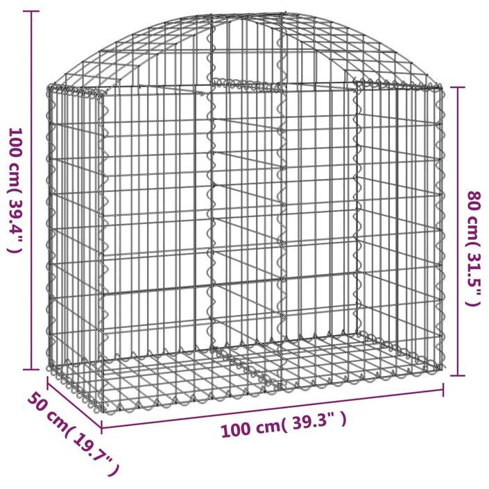 Panier de gabions arqué 100x50x80/100 cm Fer galvanisé - Photo n°5