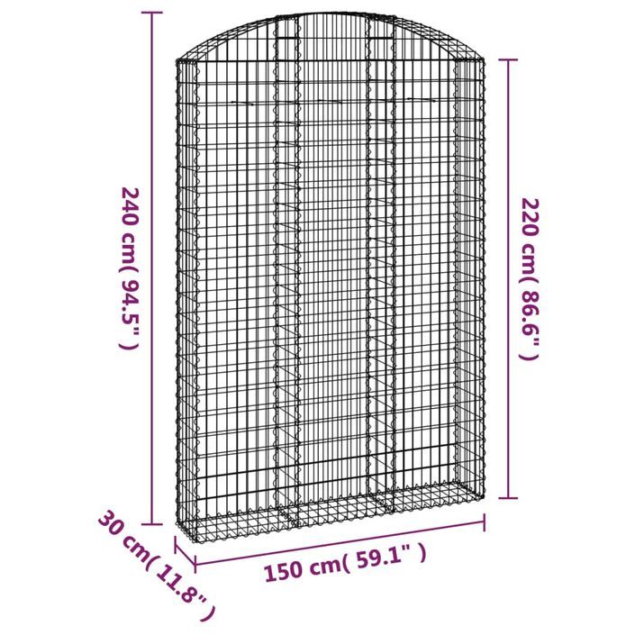 Panier de gabions arqué 150x30x220/240 cm Fer galvanisé - Photo n°5