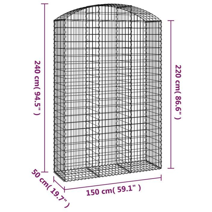 Panier de gabions arqué 150x50x220/240 cm Fer galvanisé - Photo n°5