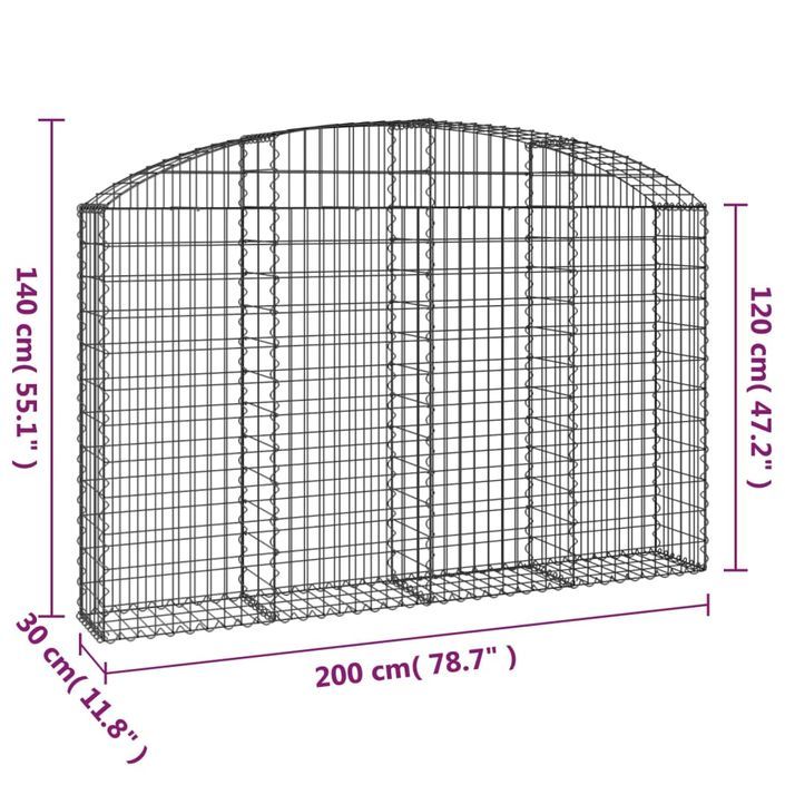 Panier de gabions arqué 200x30x120/140 cm Fer galvanisé - Photo n°5