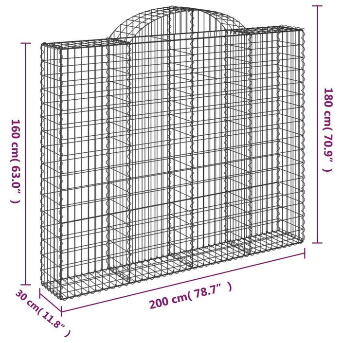 Panier de gabions arqué 200x30x160/180 cm Fer galvanisé - Photo n°5