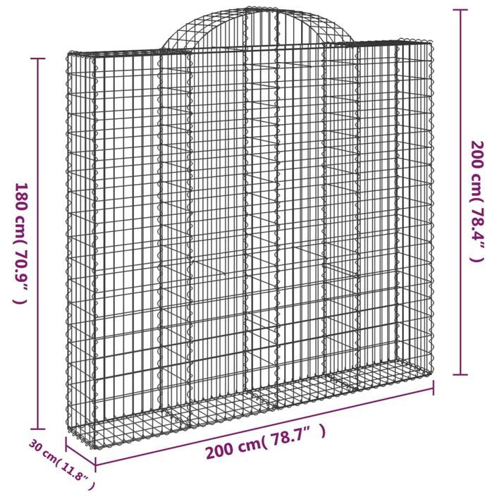 Panier de gabions arqué 200x30x180/200 cm Fer galvanisé - Photo n°5