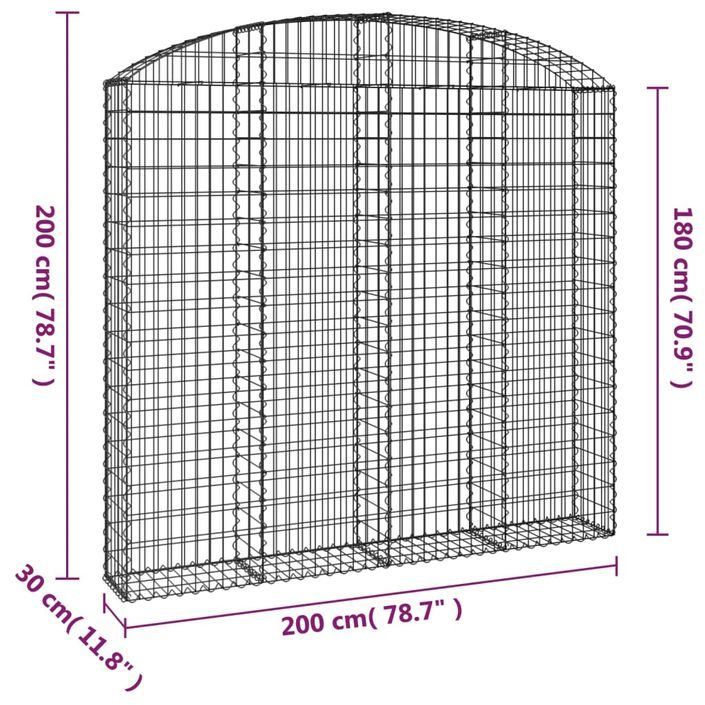 Panier de gabions arqué 200x30x180/200 cm Fer galvanisé - Photo n°5