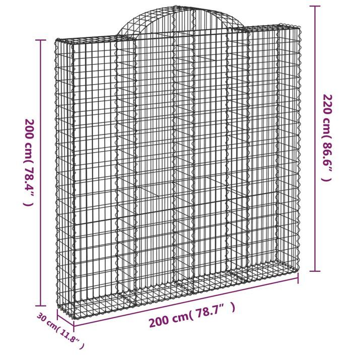 Panier de gabions arqué 200x30x200/220 cm Fer galvanisé - Photo n°5