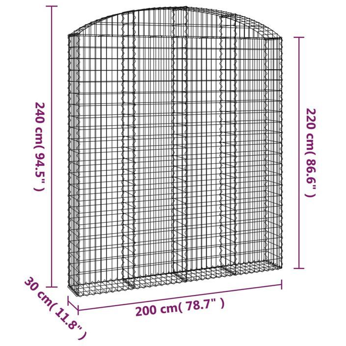 Panier de gabions arqué 200x30x220/240 cm Fer galvanisé - Photo n°5