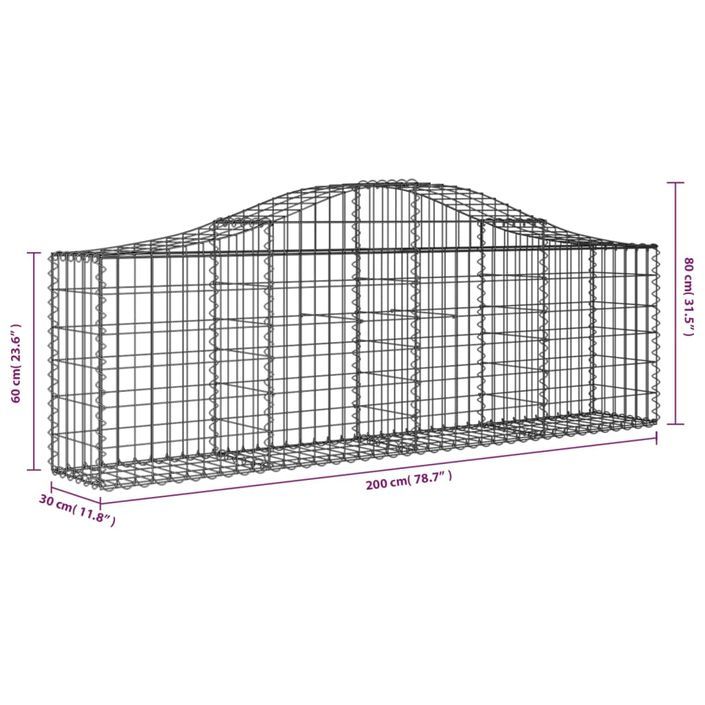 Panier de gabions arqué 200x30x60/80 cm Fer galvanisé - Photo n°5