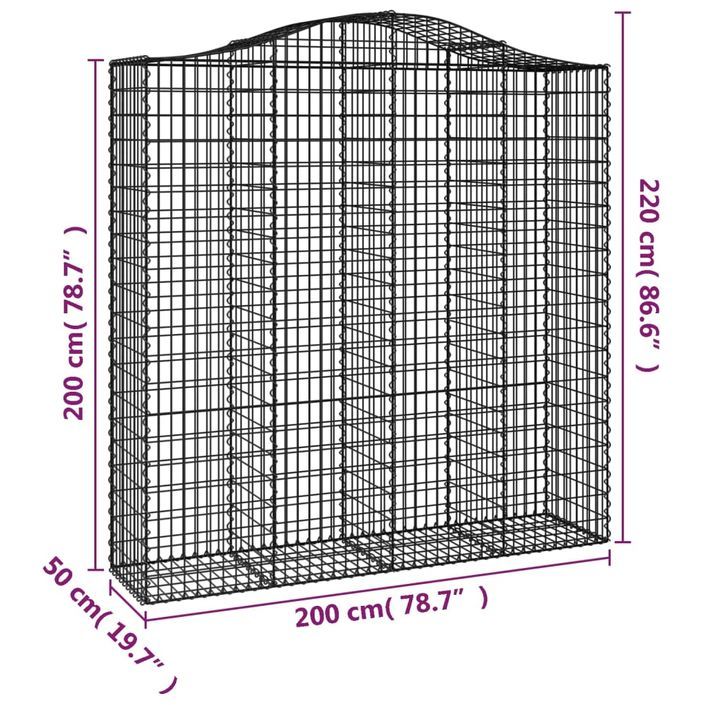 Panier de gabions arqué 200x50x200/220 cm Fer galvanisé - Photo n°5