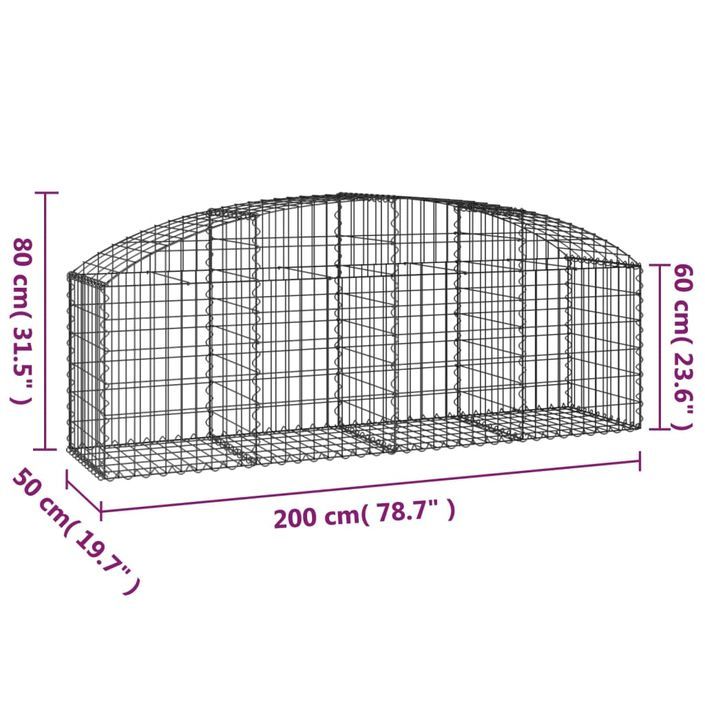 Panier de gabions arqué 200x50x60/80 cm Fer galvanisé - Photo n°5