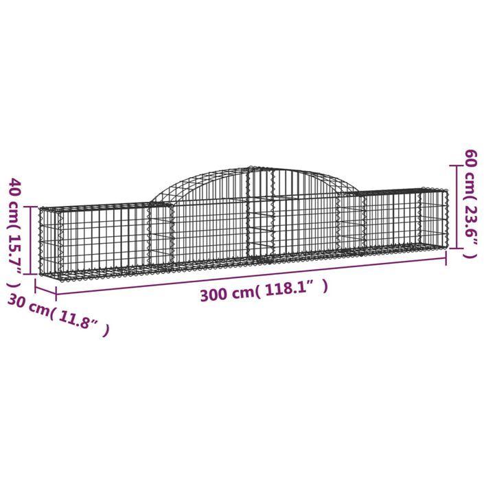 Panier de gabions arqué 300x30x40/60 cm Fer galvanisé - Photo n°5