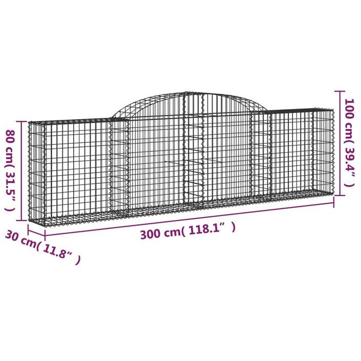 Panier de gabions arqué 300x30x80/100 cm Fer galvanisé - Photo n°5