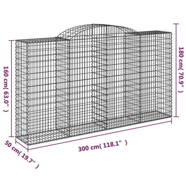 Panier de gabions arqué 300x50x160/180 cm Fer galvanisé - Photo n°5