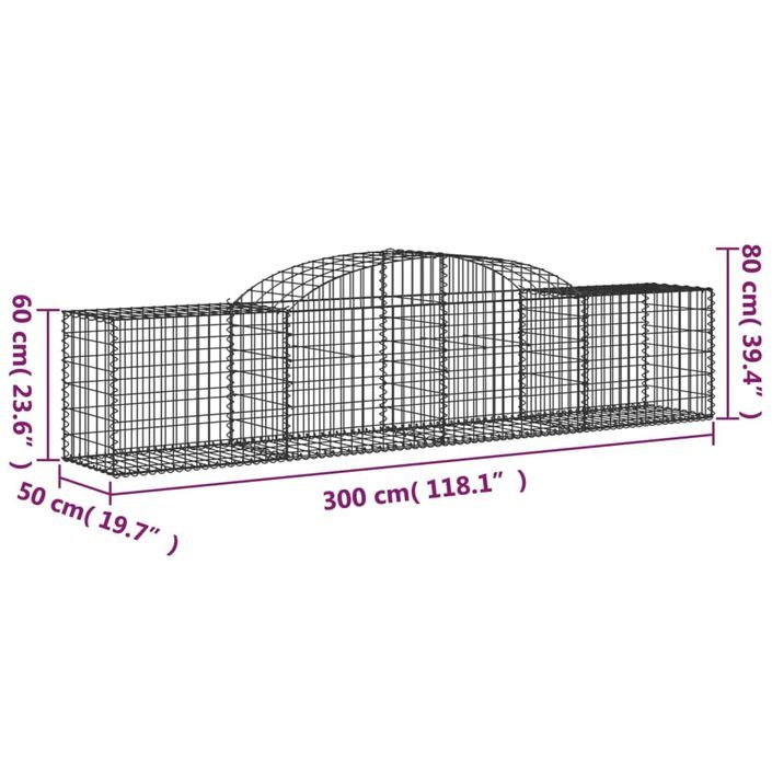 Panier de gabions arqué 300x50x60/80 cm Fer galvanisé - Photo n°5