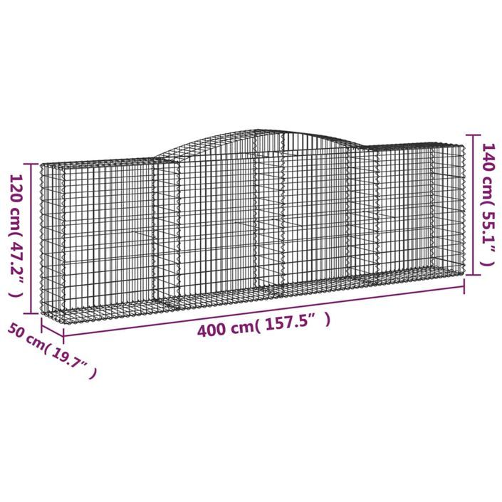 Panier de gabions arqué 400x50x120/140 cm Fer galvanisé - Photo n°5