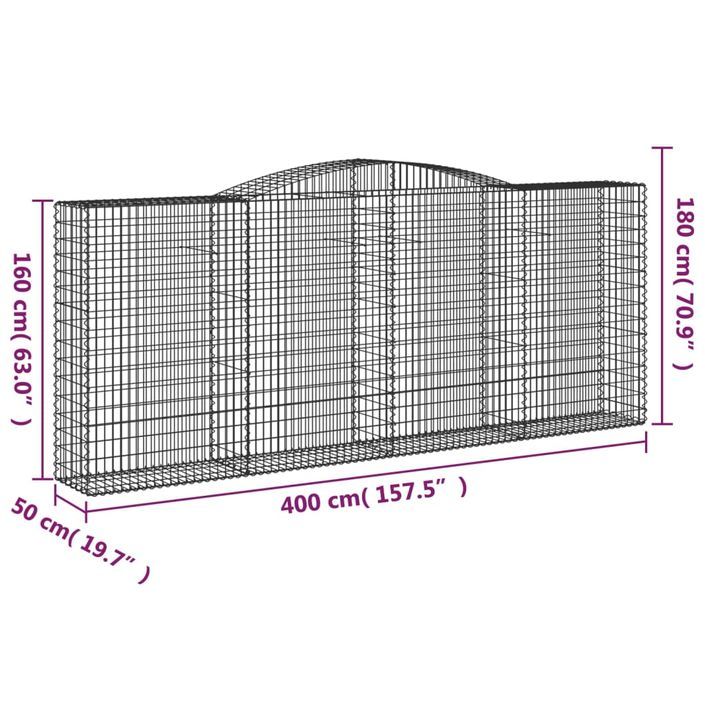 Panier de gabions arqué 400x50x160/180 cm Fer galvanisé - Photo n°4