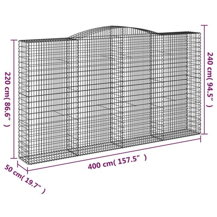 Panier de gabions arqué 400x50x220/240 cm Fer galvanisé - Photo n°5