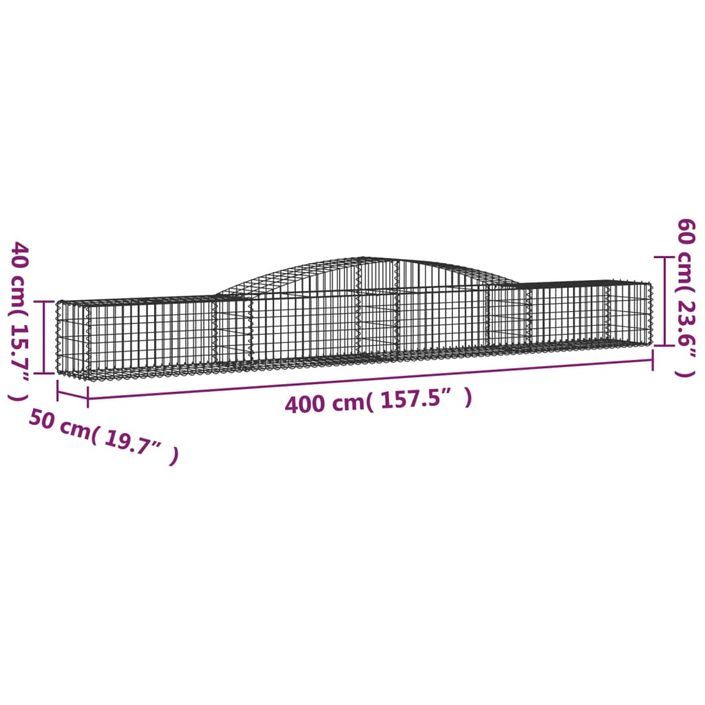 Panier de gabions arqué 400x50x40/60 cm Fer galvanisé - Photo n°5