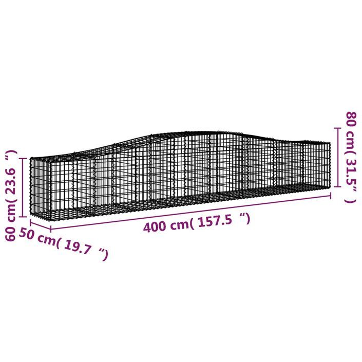 Panier de gabions arqué 400x50x60/80 cm Fer galvanisé - Photo n°5