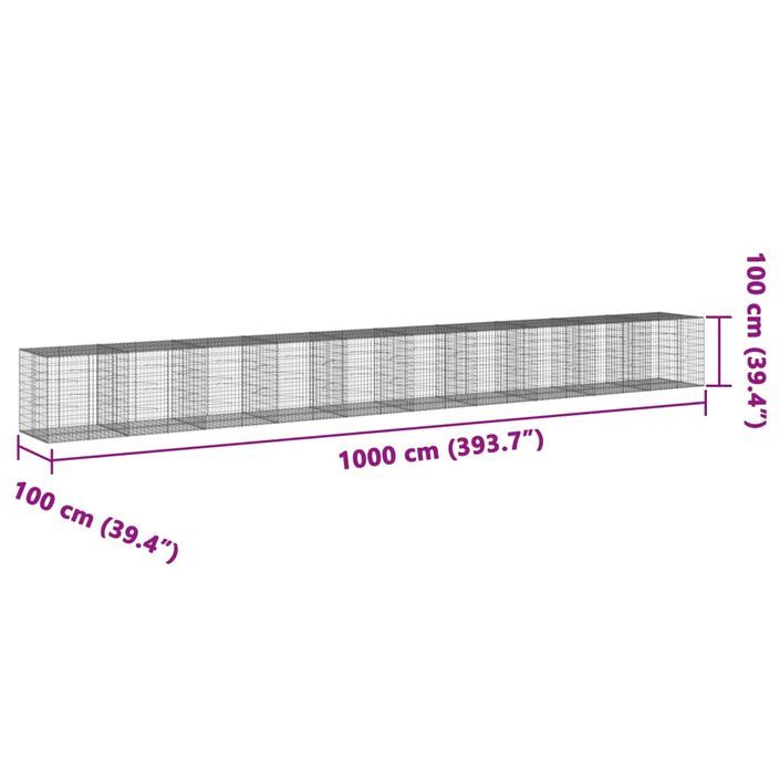 Panier gabion avec couvercle 1000x100x100 cm fer galvanisé - Photo n°7